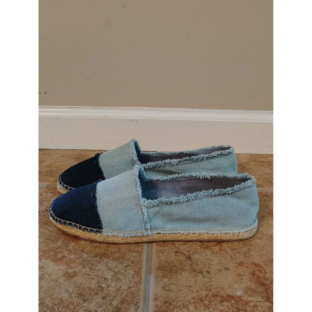 NWT Talbots Izzy Frayed Denim Boho Flat Espadrilles